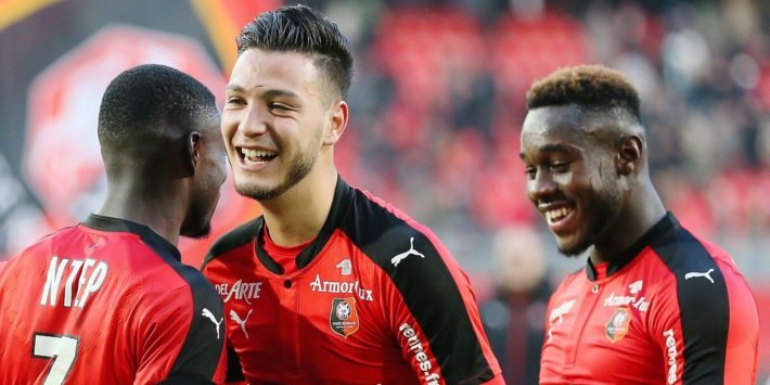 ramy bensebaini of stade rennais-jmg-paradou