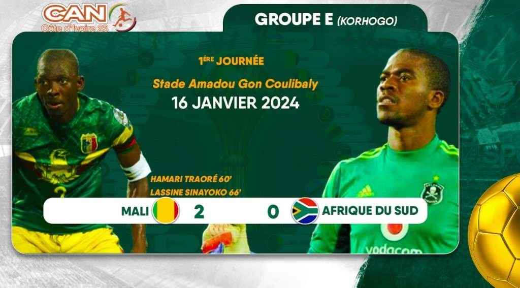 Can 2024 le 16 janvier 2024 Jour 1 Mali 2 - 0 Afrique du Sud