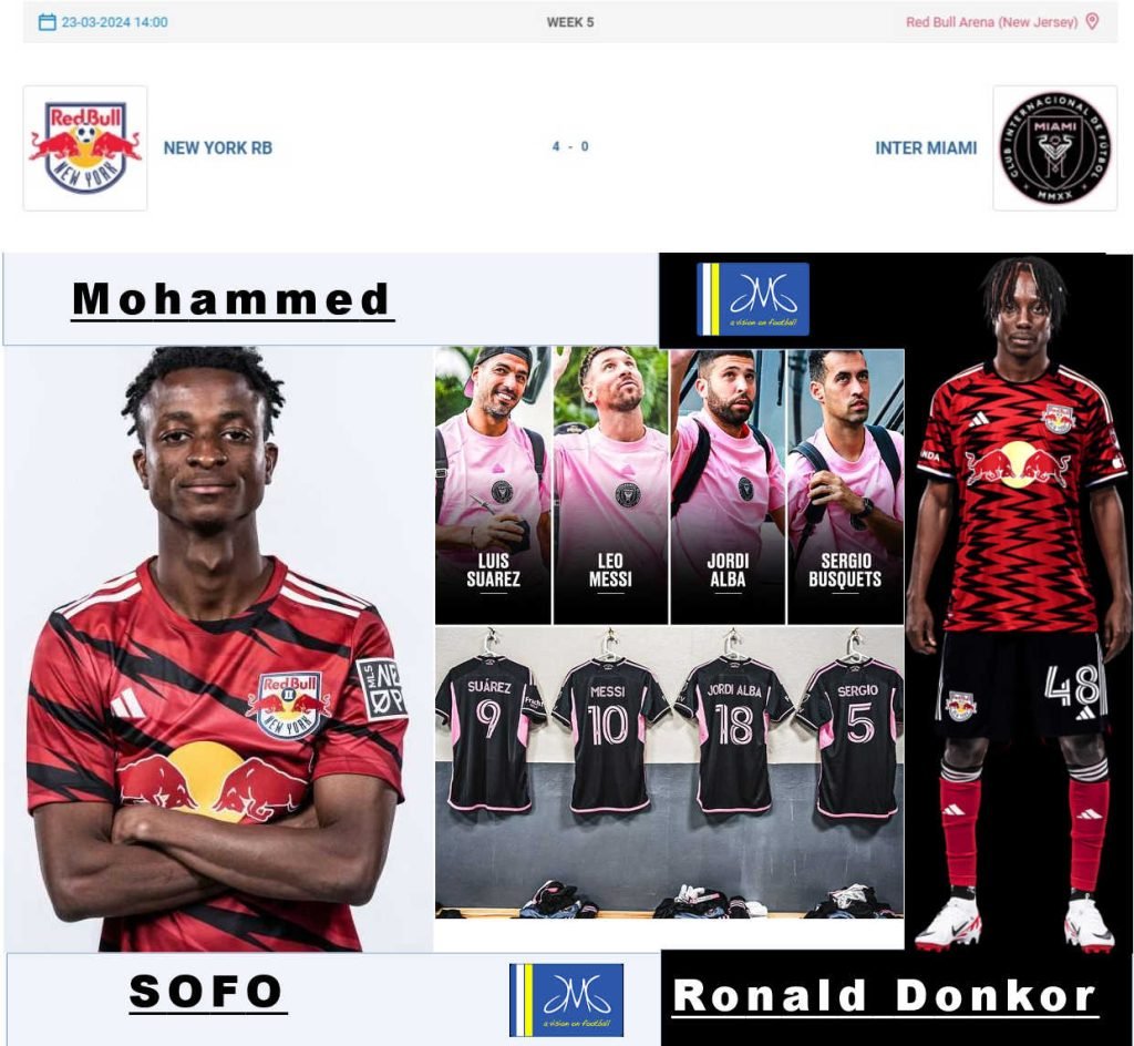 23 mars 2024 Mohammed Sofo Ronald Donkor academiciens JMG de bamako avec le RB New York 4-0 comtre Inter Miami Busquets, Alba, Suarez. Messi